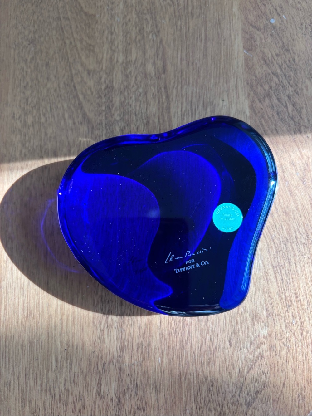 Tiffany Elsa Cobalt Blue Heart Glass